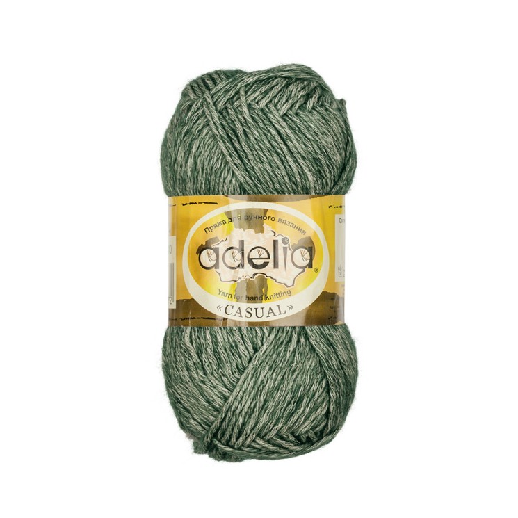Пряжа ADELIA CASUAL (72% хлопок, 28% акрил) 10х50г/130м цв.10 т.зеленый