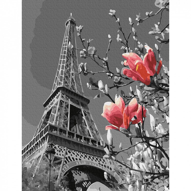 Картина по номерам с цветной схемой на холсте Molly арт.KK0670 Весна в Париже 30х40 см