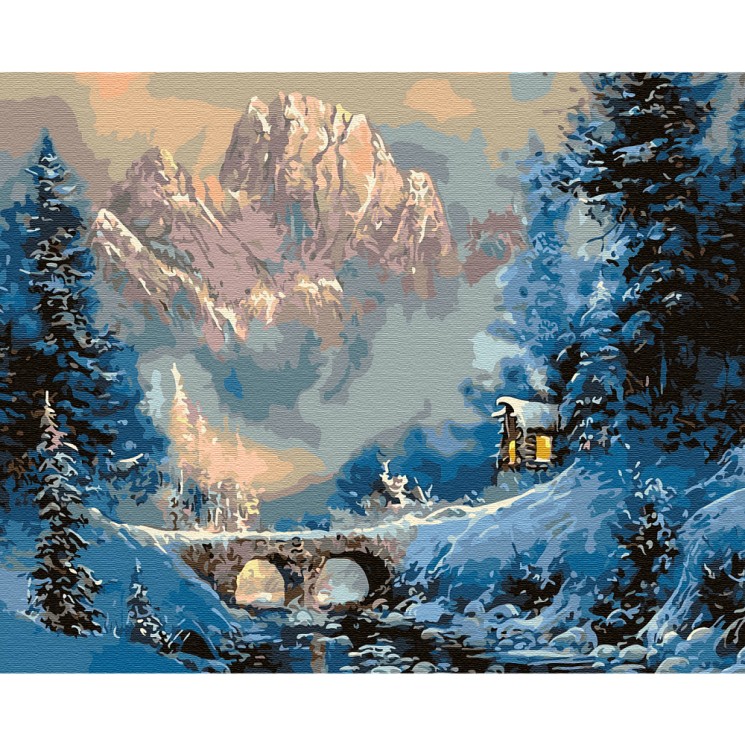 Картины по номерам на дереве Molly арт.KD0668 Зима в горах (24 цвета) 40х50 см
