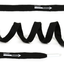 Шнурки TBY плоские 10мм арт.SLF057 цв.черный Sport длина 130 см уп.10шт