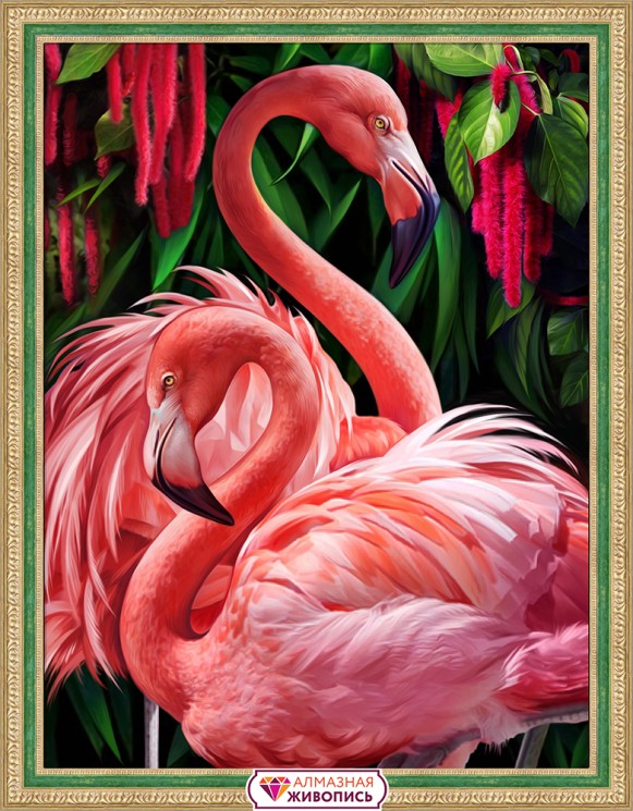 Набор для изготовления картин "АЛМАЗНАЯ ЖИВОПИСЬ" арт.АЖ.1739 «Пара фламинго» 30х40 см
