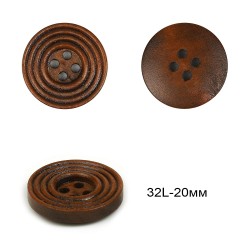 Пуговицы деревянные TBY.R503 цв.коричневый 32L-20мм/ 4 прокола/ 50 шт