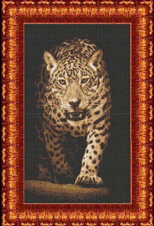 Набор для вышивки КАРОЛИНКА арт. КТКН-141 Хищники. Леопард 27,2х42,6 см