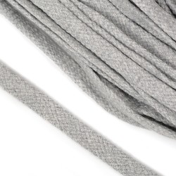 Шнур плоский х/б 12мм турецкое плетение цв.028 св.серый уп.50 м