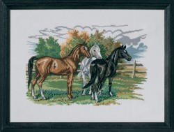 Набор для вышивания EVA ROSENSTAND арт.72-474 Три лошади 47х34 см