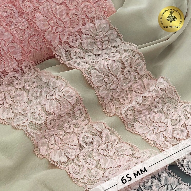 Кружево-стрейч KRUZHEVO арт.TBY.L840 шир.65мм цв.S851 светло-розовый уп.3м
