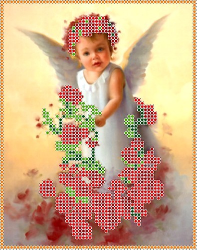 Рисунок на ткани КАРОЛИНКА арт. КБА-5003 Ангел в розах 13х16,5 см