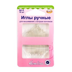 Иглы ручные для вышивания с острым кончиком №3-9 уп.16шт