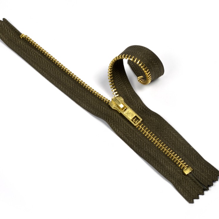 Молния MaxZipper джинсовая золото №5, 18см н/р цв.F328 хаки уп.50шт