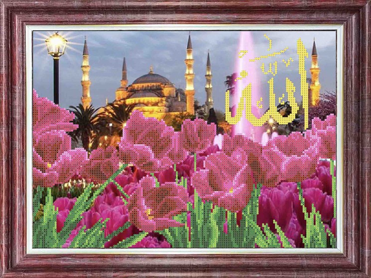 Набор для вышивания бисером КАРОЛИНКА арт. КБПН-3055(ч) Тюльпаны у Голубой мечети 26х35,5 см