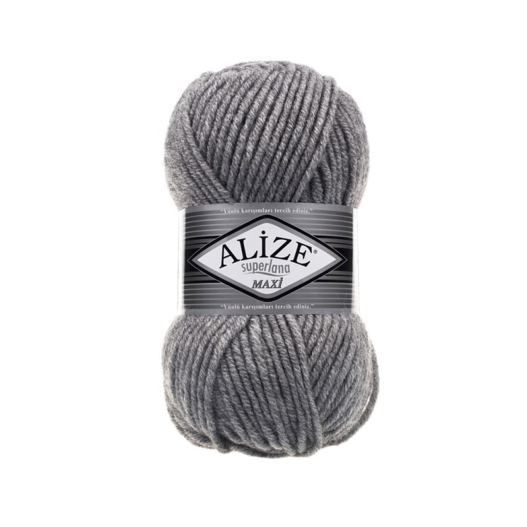 Пряжа для вязания Ализе Superlana maxi (25% шерсть, 75% акрил) 5х100г/100м цв.021 серый меланж