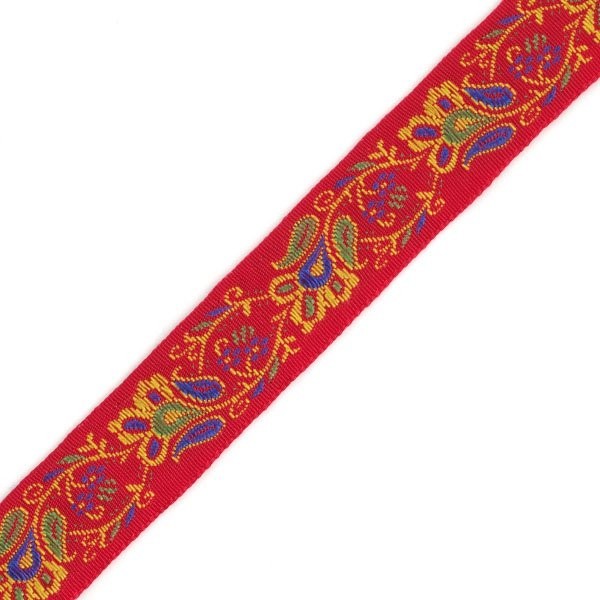 Лента отделочная жаккардовая арт.с1852г17 рис.8933 шир. 22-24мм цв. красный в ассортименте уп.50 м