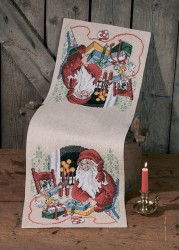 Набор для вышивания PERMIN арт.75-0622 Дорожка Санта Клаус и кот 33х98 см