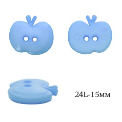 Пуговицы пластик Яблоко TBY.P-1324 цв.02 синий 24L-15мм, на 2 прокола, 50 шт