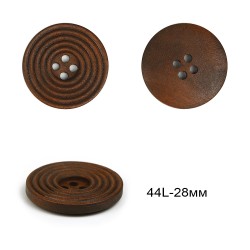 Пуговицы деревянные TBY.R503 цв.коричневый 44L-28мм/ 4 прокола/ 50 шт