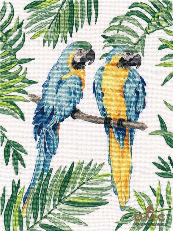 Набор для вышивания ОВЕН арт. 1348 Сине-желтые ара 21х29 см