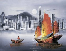 Алмазная вышивка Ночной Гонконг LG253 40х50 тм Цветной