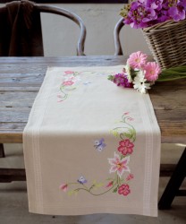 Набор для вышивания VERVACO арт.PN-0146429 Дорожка Розовые цветы и бабочки 40х100 см