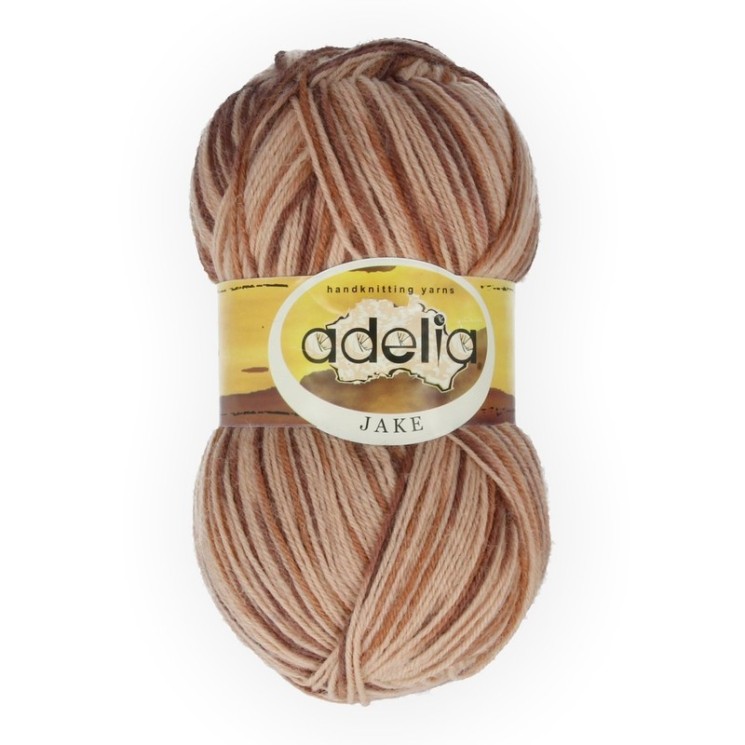 Пряжа ADELIA JAKE (75% шерсть/ 25% нейлон) 5х100г/400м цв.08 бежевый/коричневый упак