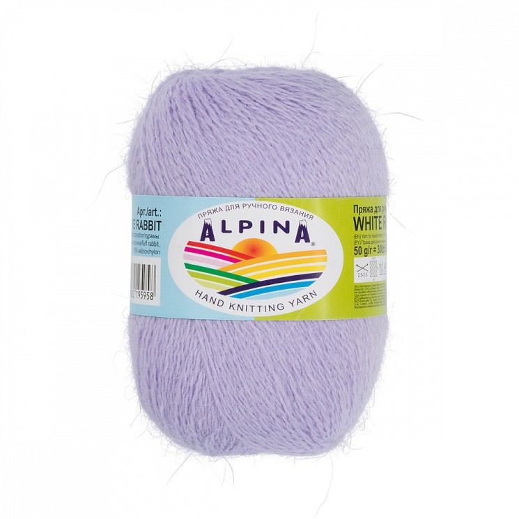 Пряжа ALPINA WHITE RABBIT (55% пух кролика, 45% нейлон) 10х50г/300м цв.225 св. сиреневый