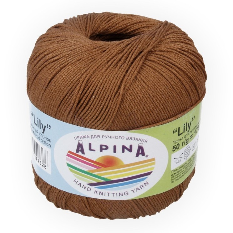 Пряжа ALPINA "LILY" (100% мерсеризованный хлопок) 10х50 г/175 м цв.037 св.коричневый