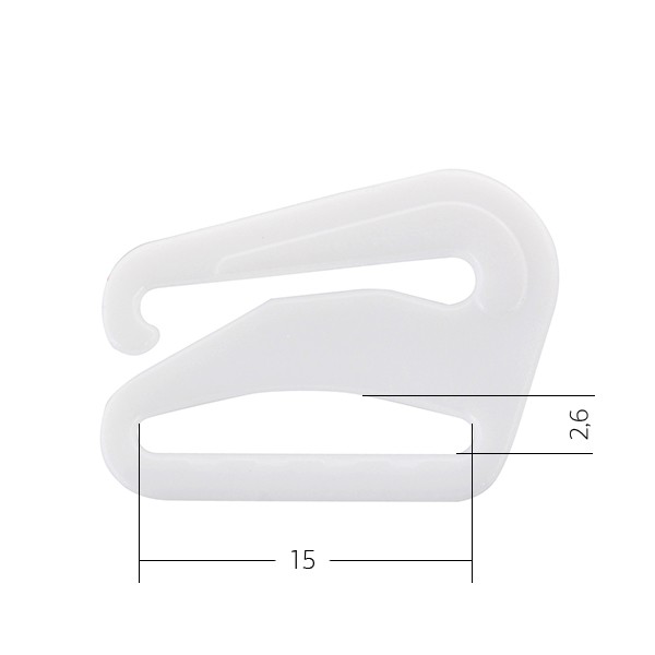 Крючок для бюстгальтера пластик ARTA.F. SF-2-3 d15мм, цв.001 белый, уп.50шт