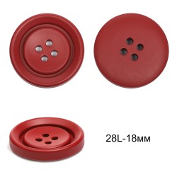 Пуговицы пластиковые TBY 8960A цв.5 красный 28L-18мм, 4 прокола,36шт