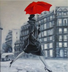Картины по номерам Molly арт.KH0942 Девушка с красным зонтом 30х30 см