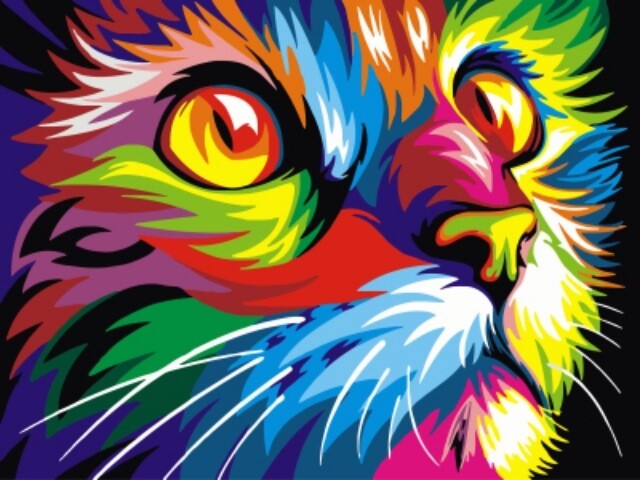 Картины по номерам Радужный кот EX5290 30х40 тм Цветной
