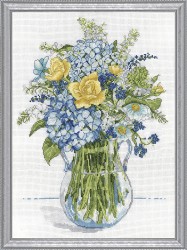 Набор для вышивания DESIGN WORKS арт.2866 Синие и желтые цветы 25х35 см