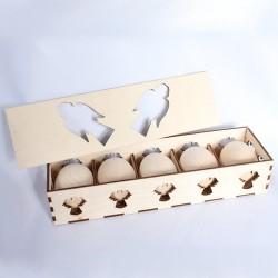 Деревянная заготовка из сосны набор арт.Л.ТР0405 5 яиц в коробке 255х71х50мм упак (1 набор)