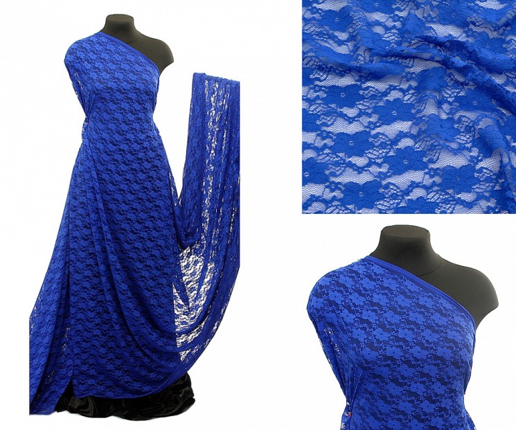 Кружевная ткань стрейч в нарезке арт.TBY.M903 шир.150см 100 г/м цв.207 синий уп.2,7м