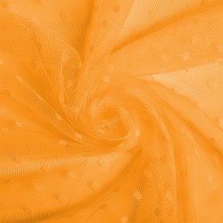 Фатин "горошек" мягкий шир.160см 100% полиэстер арт.TBY-1908-01 цв.оранжевый диаметр горошин 0,1см рул.91,4м