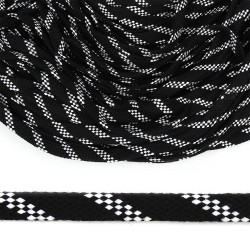 Шнур плоский х/б 12мм турецкое плетение TW цв.032/001 черно-белый уп.50м