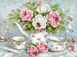 Набор "Паутинка" для изготовления картины со стразами арт.М258 Розовый чай 60х45 см