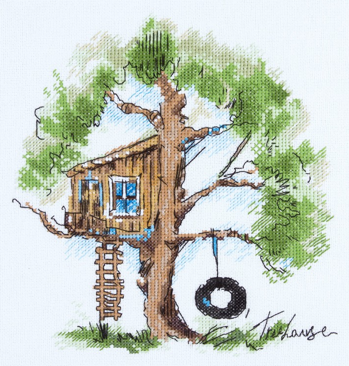 Набор для вышивания PANNA арт. PS-1952 Домик на дереве 20х22,5 см