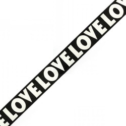 Лента репсовая с рисунком Love арт.TBY.LDRW1506 шир.15мм цв.черный уп.50м