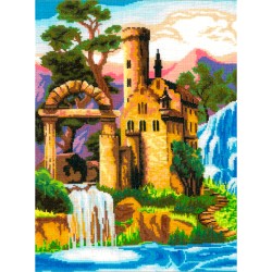 Набор для вышивания мулине НИТЕКС арт.0279 Замок у водопада 30х40 см