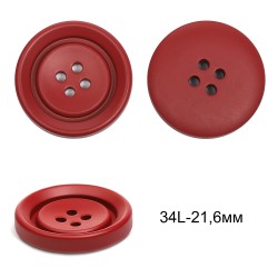 Пуговицы пластиковые TBY 8960A цв.5 красный 34L-21,6мм, 4 прокола,36шт