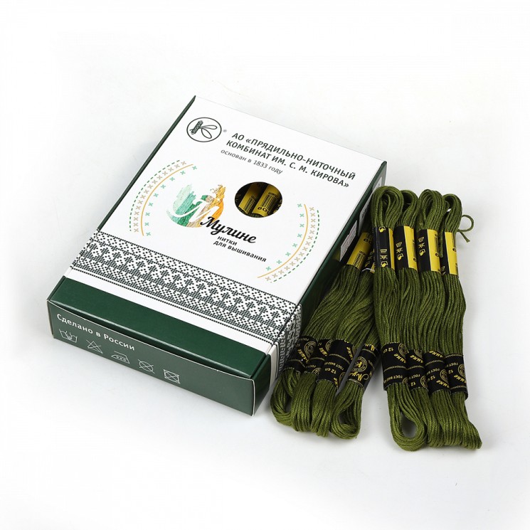 Нитки мулине цв.4609 зеленый 24х8м С-Пб