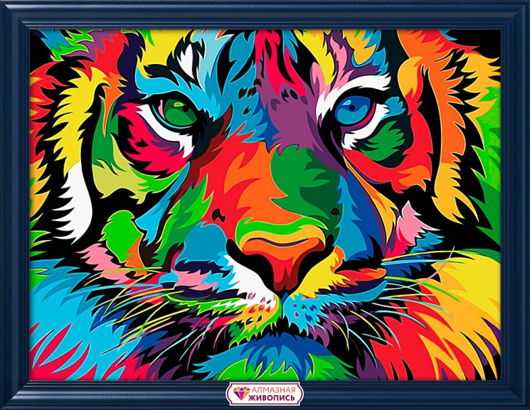 Набор для изготовления картин "АЛМАЗНАЯ ЖИВОПИСЬ" арт.АЖ.4134 "Красочный тигр" 40х30 см