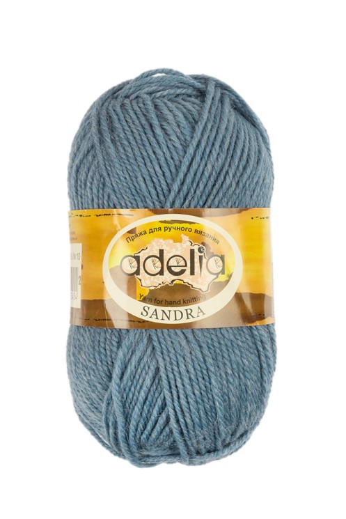 Пряжа ADELIA SANDRA (50% шерсть, 50% акрил) 10х50г/90м цв.10 серо-голубой
