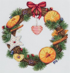Набор для вышивания PANNA арт. PS-7055 Венок с апельсином и корицей 27х27 см упак (1 шт)