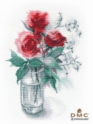 Набор для вышивания ОВЕН арт. 1353 Розы и снежноягодник 20 28 см