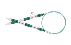 42081 Knit Pro Спицы круговые SmartStix 2мм/80см, алюминий, серебристый/изумрудный