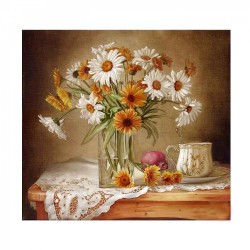 Картины по номерам Molly арт.KH0709 Натюрморт с ромашками и календулой (19 цветов) 30х30 см