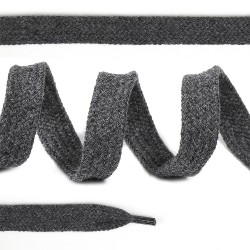 Шнурки плоские 12мм х/б дл.150см цв.030 т.серый (10 комп)