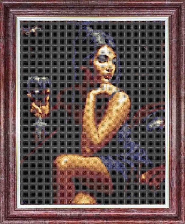 Набор для вышивки с нанесенным рисунком КАРОЛИНКА арт. КТКН-146(р) Девушка с бокалом 23х30 см
