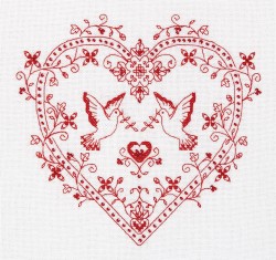 Набор для вышивания PANNA арт. SO-1403 Сердце с голубями 20х19 см