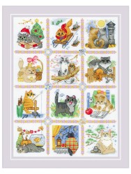 Набор для вышивания РИОЛИС арт.2136 Кошачий календарь 30х40 см